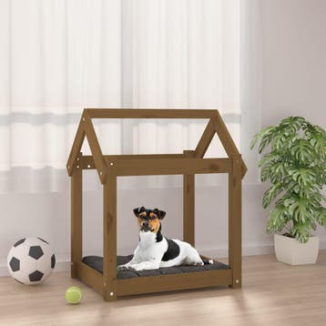 vidaXL Hondenmand 61x50x70 cm massief grenenhout honingbruin, Verzenden, Nieuw