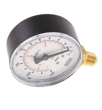-1.2..0 Bar (-17..0 psi) Manomètre en dessous du, Verzenden