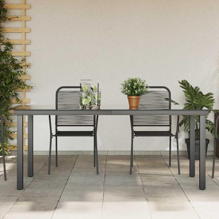 vidaXL Tuintafel 190x90x74 cm aluminium en glas zwart, Jardin & Terrasse, Tables de jardin, Envoi