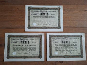 Document - Duitsland / China: 3 aandelen, Antiek en Kunst
