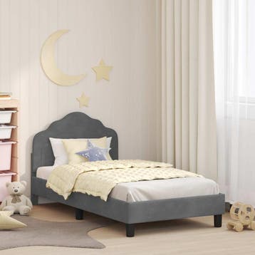 vidaXL Kinderen bedframe met hoofdboard Donkergrijs 80 x 160, Huis en Inrichting, Slaapkamer | Bedden, Verzenden, Nieuw