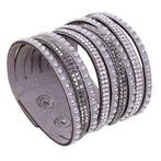 Fako Bijoux - Armband - Breed - Strass - Grijs, Verzenden