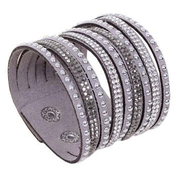 Fako Bijoux - Armband - Breed - Strass - Grijs, Verzenden, Nieuw