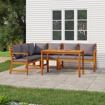 vidaXL 5-delige Tuinset met kussens massief acaciahout, Verzenden, Nieuw, Tuinset