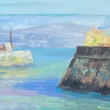 Robert Lepine (1929-2017) - Bateau au port et phare