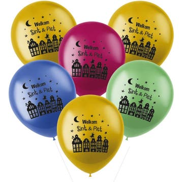 Ballonnen Welkom Sint En Piet 6st, Hobby en Vrije tijd, Feestartikelen, Verzenden, Nieuw