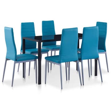 vidaXL 7-delige Eethoek blauw, Verzenden