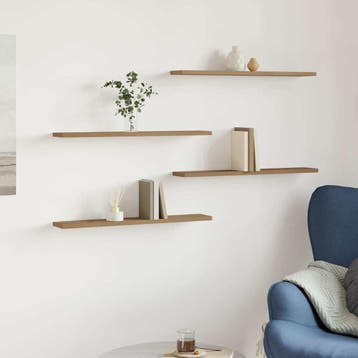 vidaXL Wandschappen 4 st 60x10x1,5 cm bewerkt hout, Verzenden