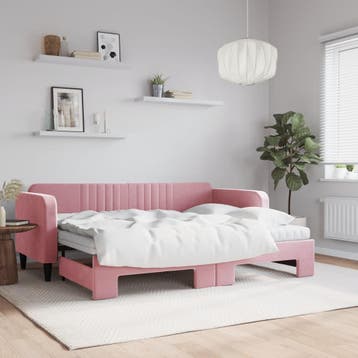vidaXL Slaapbank onderschuifbed en matrassen 80x200 cm, Verzenden