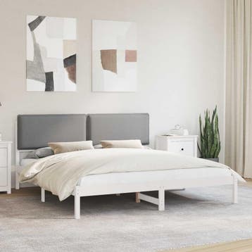 vidaXL Bedframe met Gevoerde Hoofdbord Lichtgrijs 180 x 200, Verzenden