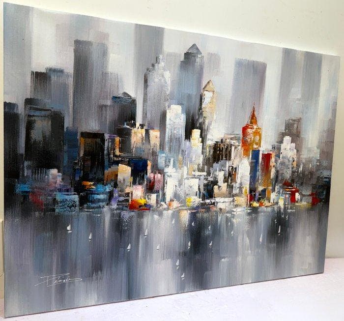 Antonio Palmieri (1946-2019) - Chicago Lake view - Big City, Antiek en Kunst, Kunst | Schilderijen | Klassiek