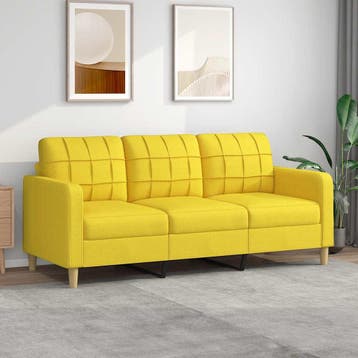 vidaXL Driezitsbank / zetel 180 cm stof lichtgeel, Verzenden
