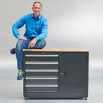 Datona Werkbank met laden 120 cm - Datona - Mat zwart, Doe-het-zelf en Bouw, Werkbanken, Ophalen of Verzenden, Nieuw