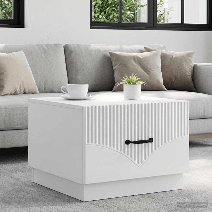 vidaXL Salontafel Hoogglans Wit 49 x 50 x 37 cm Bewerkt hout, Maison & Meubles, Tables | Tables de salon, Envoi