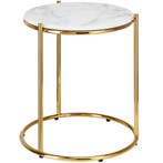 tectake Bijzettafel Ellsa, marmerlook, stalen frame - wit/go, Verzenden