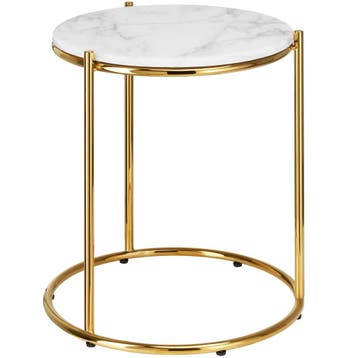 tectake Bijzettafel Ellsa, marmerlook, stalen frame - wit/go, Verzenden