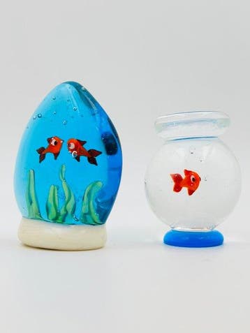 Handmade Murano glass - Sculpture, Acquario e boccia - 6 cm