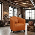 Leren fauteuil Press Special - Massif Amaretto (cognac) -, Huis en Inrichting, Fauteuils, Nieuw, Ophalen of Verzenden, Eigentijds, Klassiek, Retro, Romantisch, Vintage