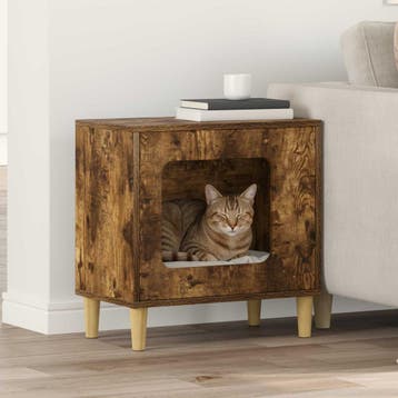 vidaXL Kattenhuis Rook Eiken 51 x 30 x 52 cm Bewerkt hout, Verzenden, Nieuw
