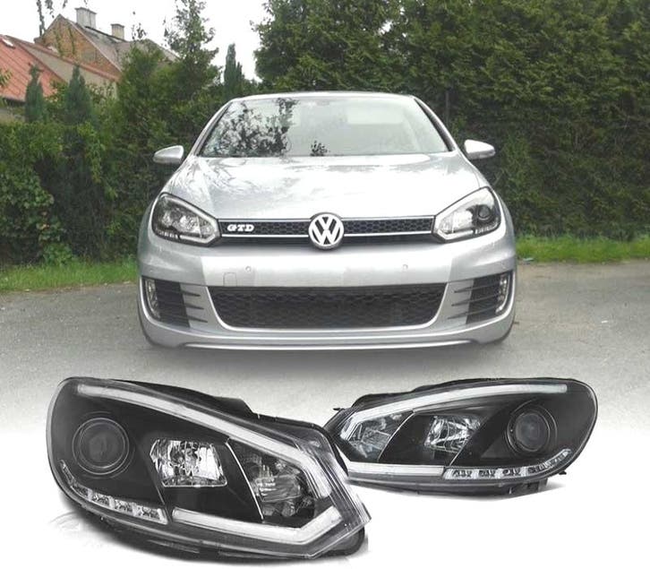 PHARES VOLKSWAGEN VW GOLF 6 08-12 TUBE LIGHT FOND NOIR, Autos : Pièces & Accessoires, Éclairage, Envoi