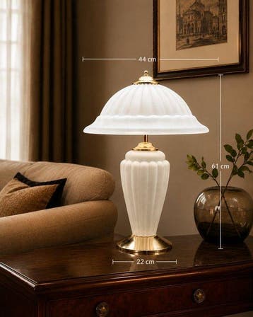 Lampe de table - Verre, Métal - Lampe de table vintage