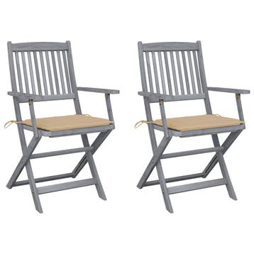 vidaXL Set van 2 klapstoelen met kussens, gemaakt van, Verzenden, Nieuw