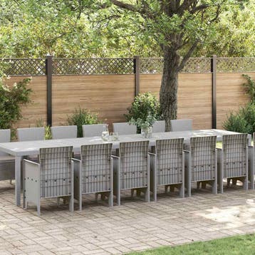 vidaXL Tuin eettafelset met kussens 15 st Lichtgrijs PP, Verzenden, Nieuw