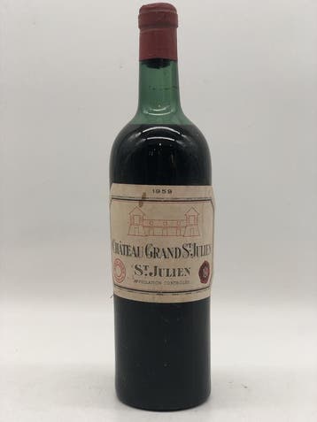 1 x 75cl Chateau Grand St.Julien St.Julien 1959 (Bordeaux), Verzamelen, Ophalen of Verzenden, Nieuw, Frankrijk, Rode wijn