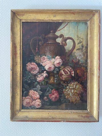 Hollandse School (XIX) - Still Life with Roses, Grapes,