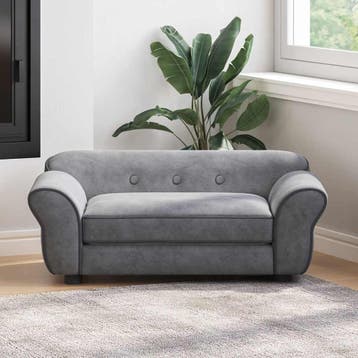 vidaXL Hondenbank 72x45x30 cm pluche grijs, Verzenden