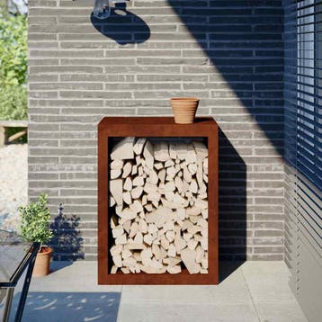 vidaXL Brandhoutrek 60x40x80 cm weervast staal, Verzenden