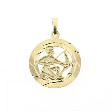 Gouden sterrenbeeld hanger; Boogschutter (Hanger of bedel), Handtassen en Accessoires, Ophalen of Verzenden, Gebruikt, Goud, Overige merken
