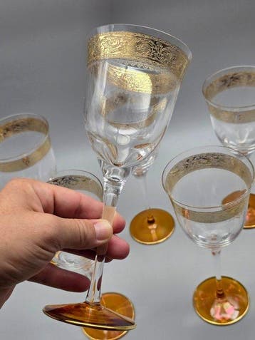 C.R.E. Art Italia - Drinkservies (6) - 24 kt goud, Antiek en Kunst