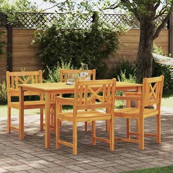 vidaXL Tuin Eettafel Set 5 st Bruin Massief Acacia Hout, Verzenden, Nieuw