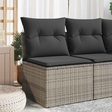 vidaXL Tuinstoel zonder armleuning met kussens poly rattan, Verzenden
