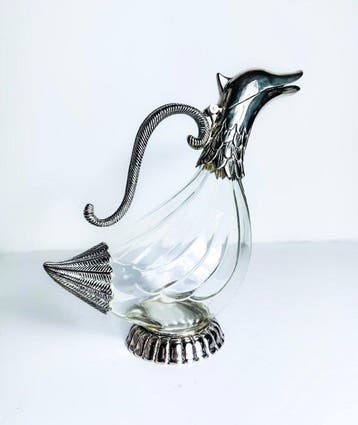 Carafe - Canard - Verre, Métal, Plaqué(e) argent, Antiquités & Art