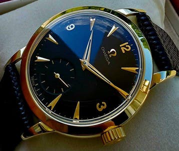 Omega - Tresor Jumbo - 14K Gold - Black Gilt Dial - cal.266, Nieuw