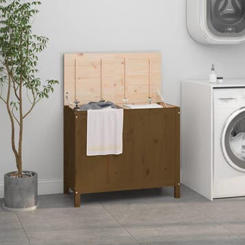 vidaXL Wasmand 88,5x44x76 cm massief grenenhout honingbruin, Verzenden