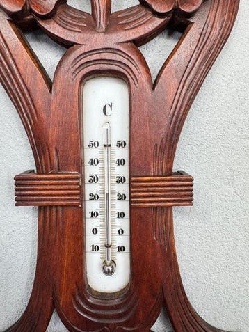 Barometer - Hout - aneroïde barometer, Antiek en Kunst