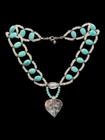 Choker met armband van helder kwarts en amazoniet Sieraden -