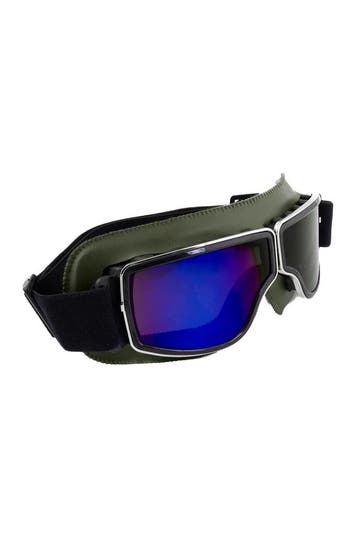 KIMU® Goggles Motorbril Skibril Bril Groen Montuur Blauwe Sp, Ophalen of Verzenden, Nieuw