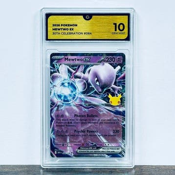 Pokémon Graded card - Mewtwo ex 064- 30th Anniversary –, Nieuw