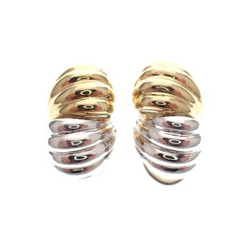 Bicolor gouden oorclips (Oorbellen), Ophalen of Verzenden, Gebruikt, Goud, Goud