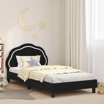 vidaXL Kinderen bedframe met hoofdboard Zwart 90 x 190 cm, Verzenden, Nieuw