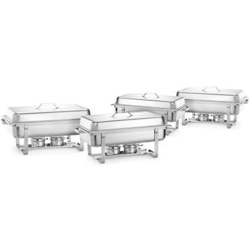 Set Chafing Dishes | RVS | 1/1 GN (8.5L) | 4 Stuks |, Verzenden