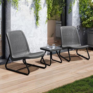 Wicker zitgroep Modica voor 2 personen, ergonomisch - grijs, Tuin en Terras, Verzenden, Nieuw