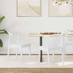 vidaXL Eetkamerstoel 2 pcs Wit Massief Rubberhout, Verzenden, Nieuw