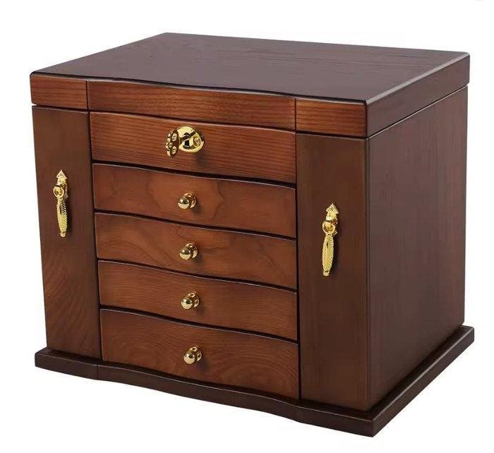 Sieradendoos - Sieradendoos - 5 niveaus - Hout, Antiek en Kunst, Kunst | Designobjecten