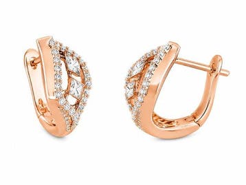 Oorbellen - 14 karaat Roségoud - 0.53ct. tw. Diamant