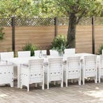 vidaXL Tuin Eettafel Set 13 pcs Wit en Lichtgrijs Poly riet, Verzenden, Nieuw